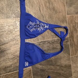 Miss Me swim top Blue with silver, black detail S